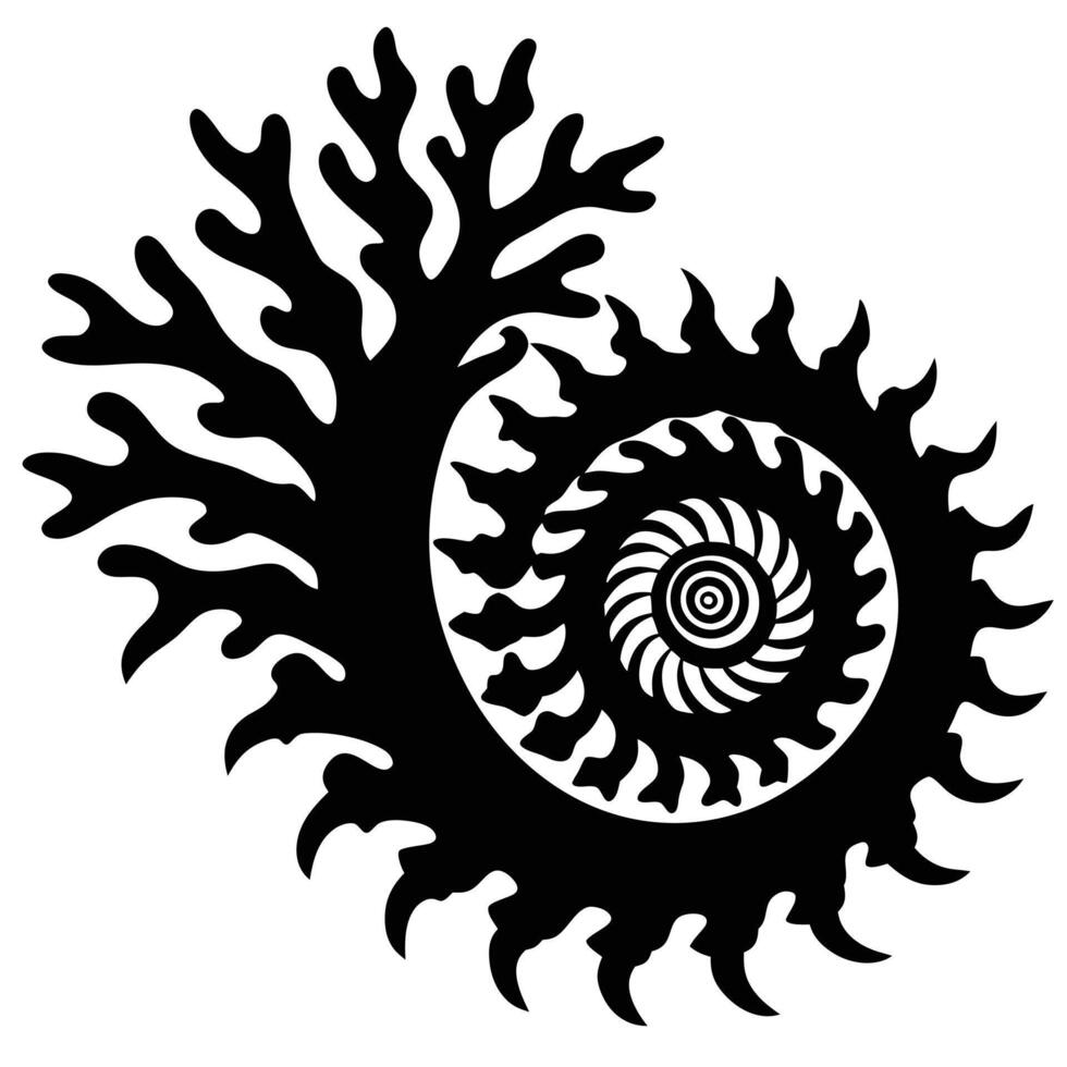 Spiral Coral Silhouette Casting Shadow on Seafloor vector