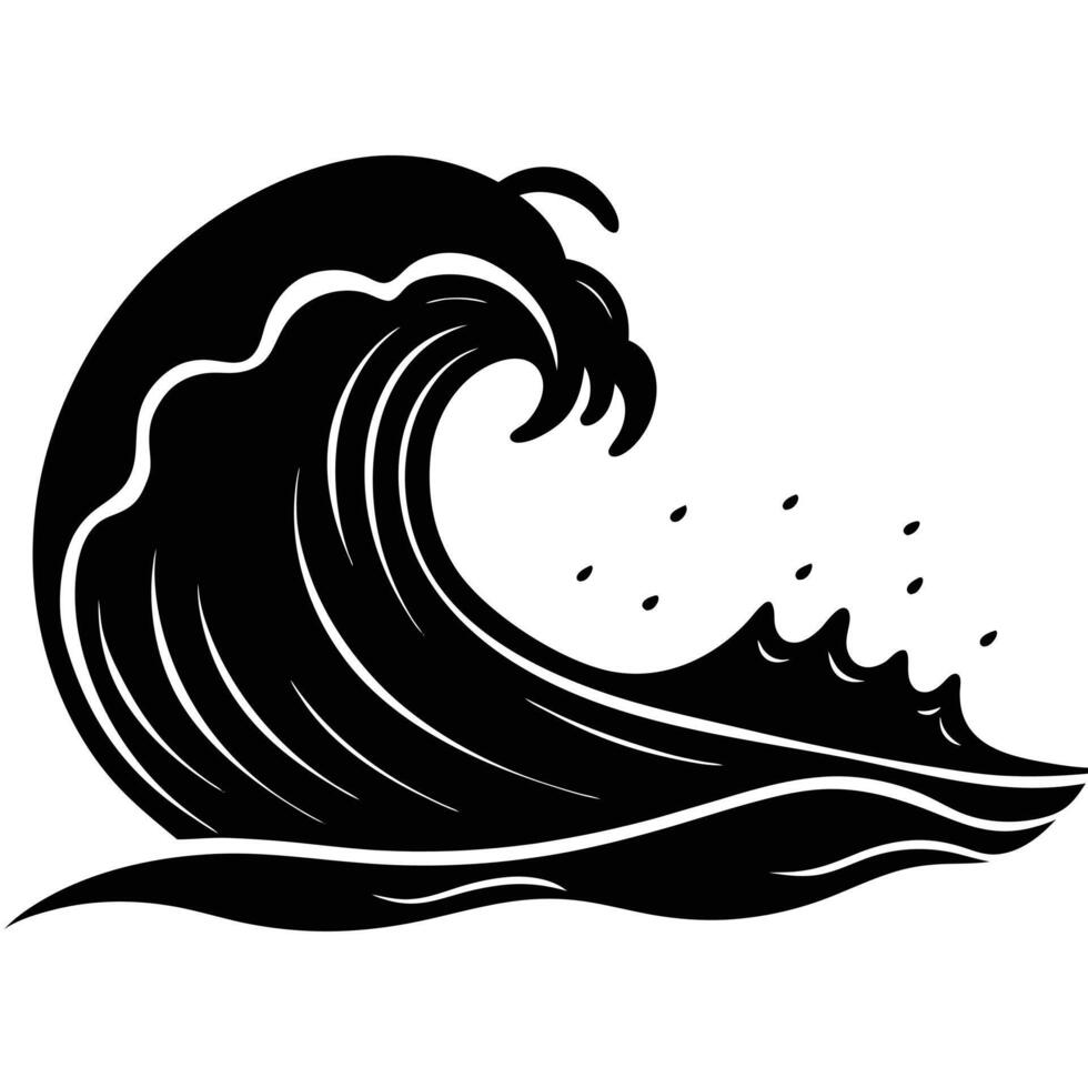 Wide Flat Wave Spreading Across Sandy Beach vector