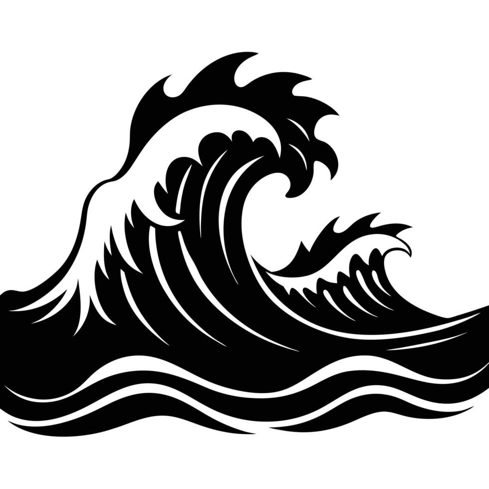 Tall Crashing Wave with Jagged Storm Edge vector