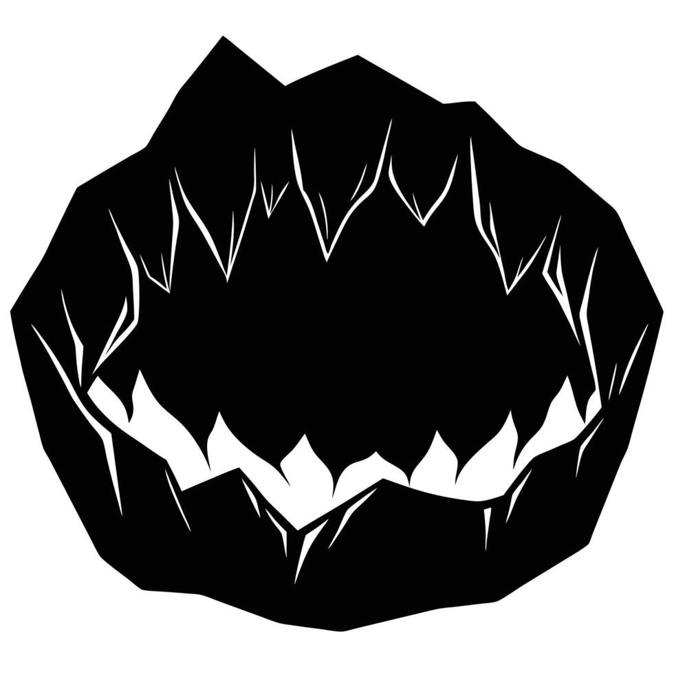 Uneven Rock Shapes Silhouetted at Cave Mouth vector