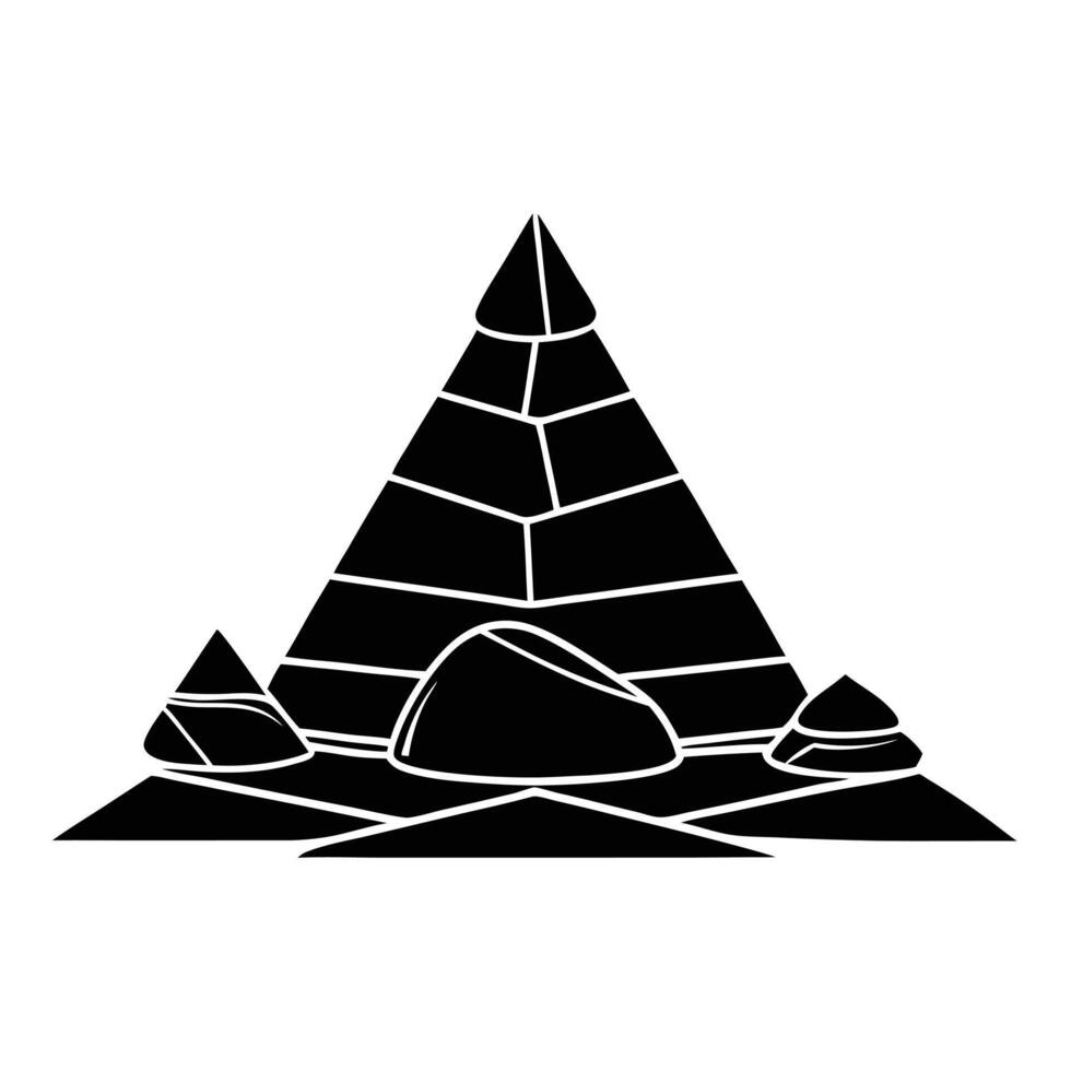 Pyramid of Stones Silhouetted on Flat Rocky Surface vector