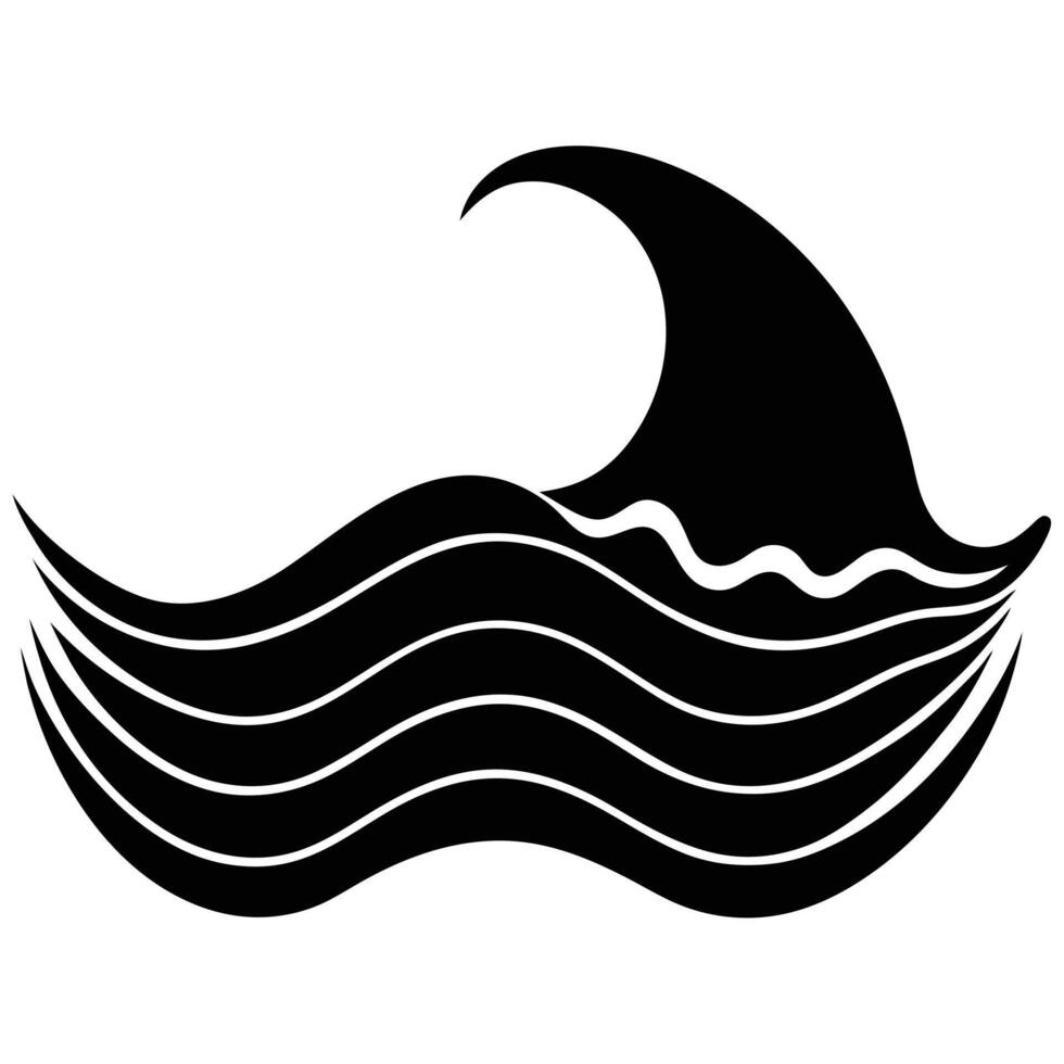 Thin Wave Silhouette on Quiet Ocean Surface vector