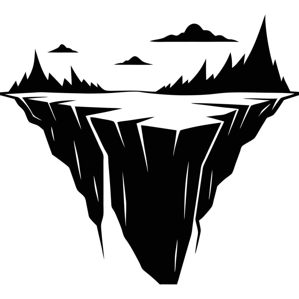 Jagged Canyon Edge Silhouetted with Distant Horizon vector