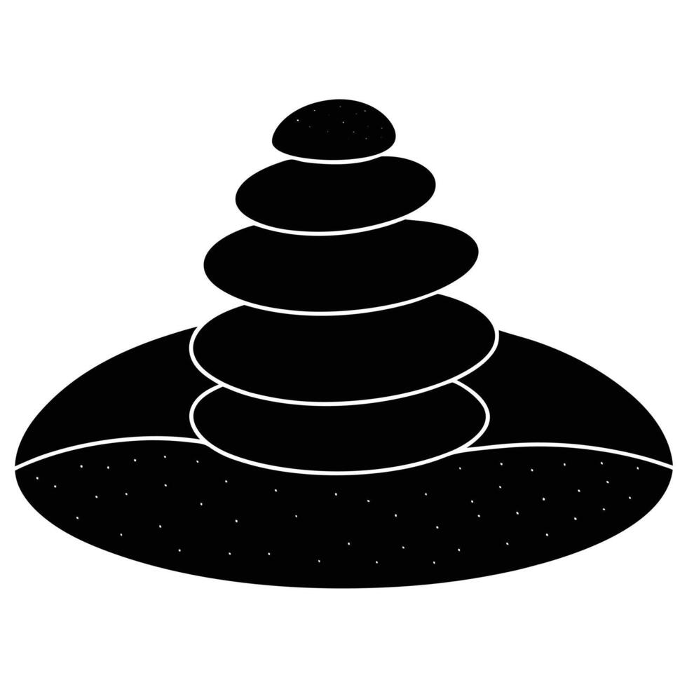 Stacked Stones Silhouetted on Sandy Ground vector