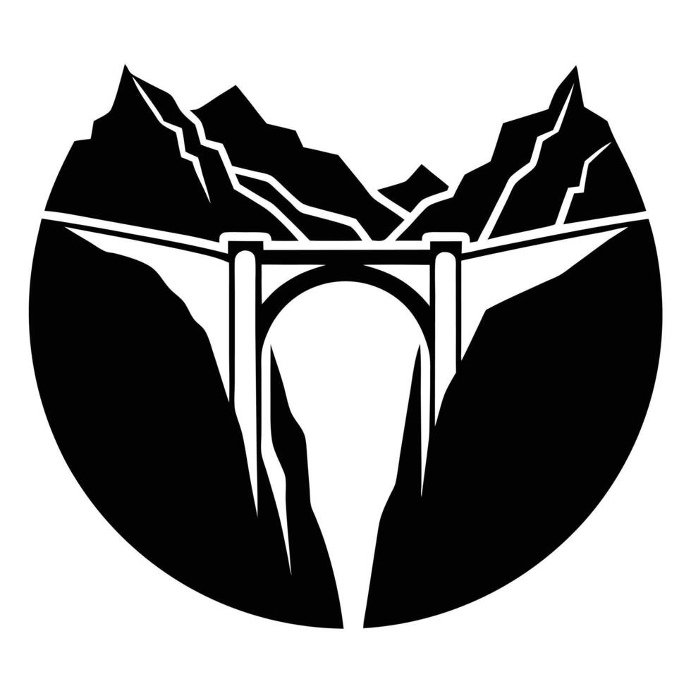 Steep Canyon Walls with Arching Rock Bridge vector