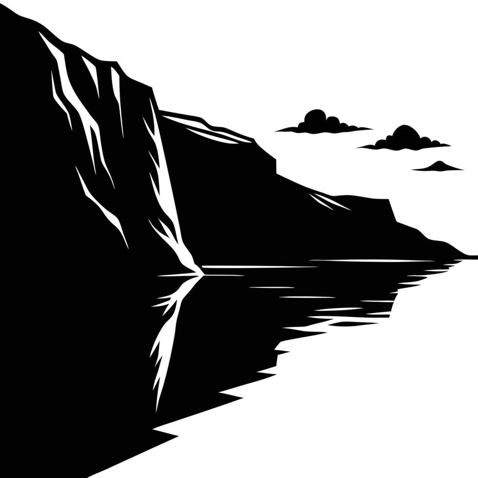Cliffside Silhouetted by Soft Evening Light vector