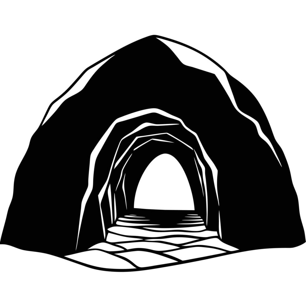 Rock Tunnel Silhouetted with Natural Hollow Center vector