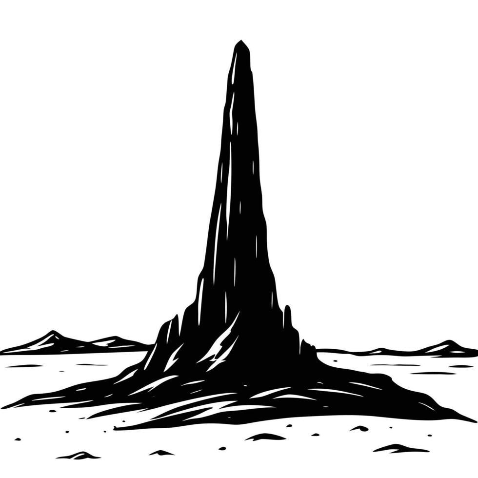 Tall Spire Rock in Dry Desert Expanse vector