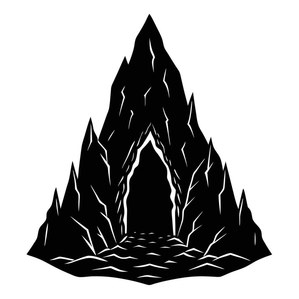 Tall Cave Opening with Pointed Rocky Entrance vector