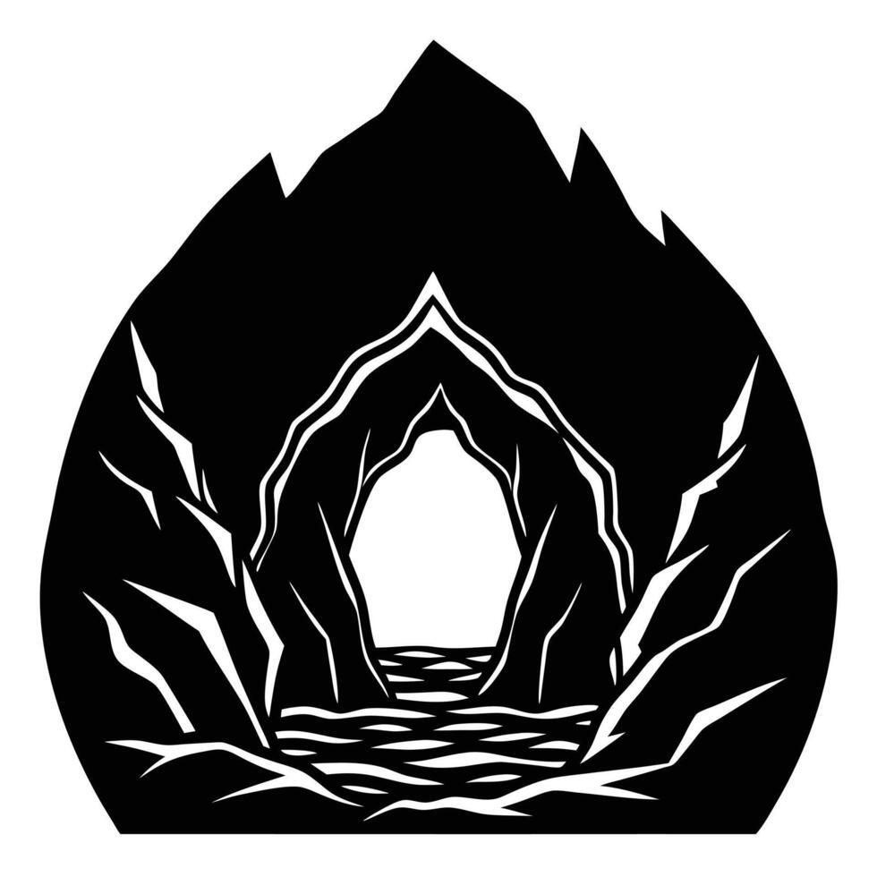 Cave Entrance Framed by Eroded Rocky Edge vector