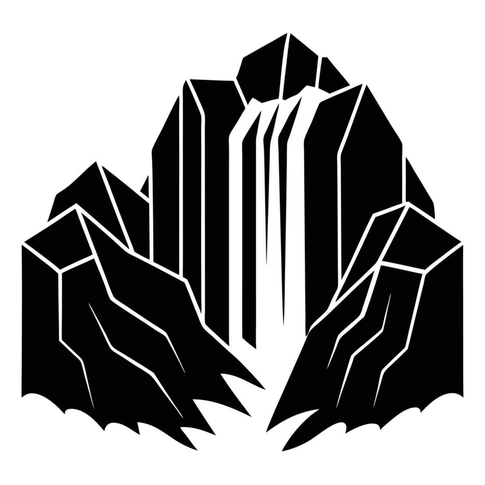 Cascading Waterfall Flowing Over Jagged Rocks vector