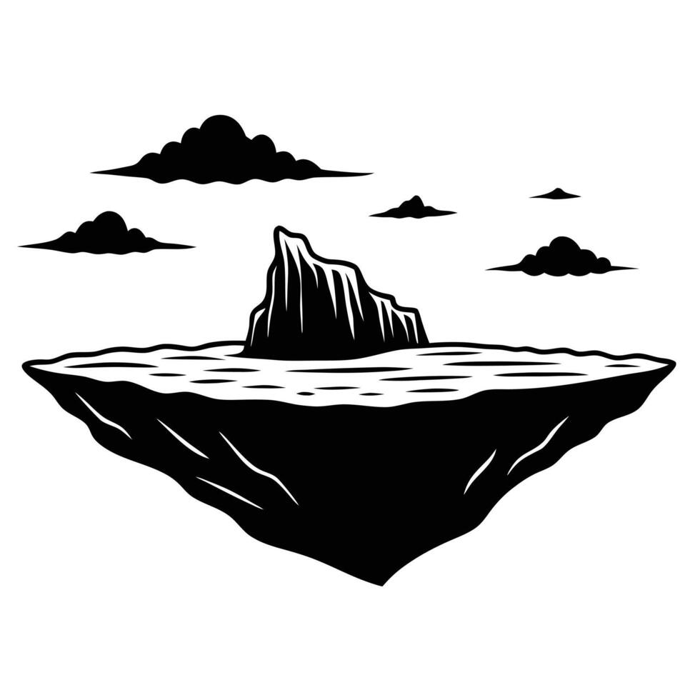 Flat-Topped Rock Outcrop on Desert Horizon vector