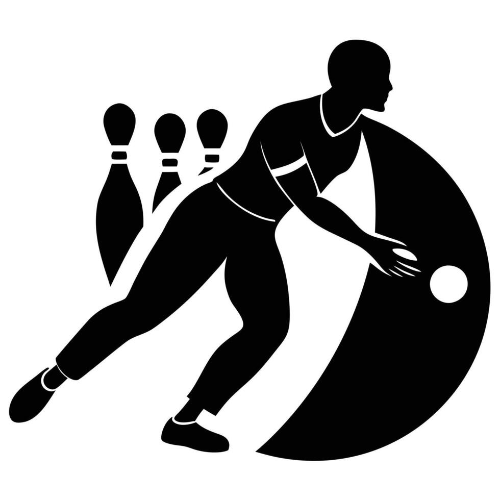 Bowler Silhouetted Hitting the Pins vector