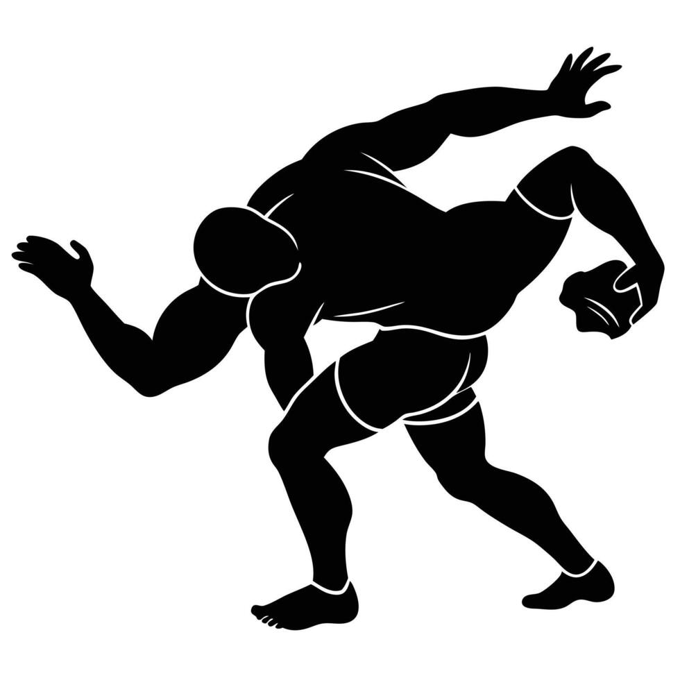 Wrestler Silhouetted in a Takedown Move, Demonstrating Skill vector