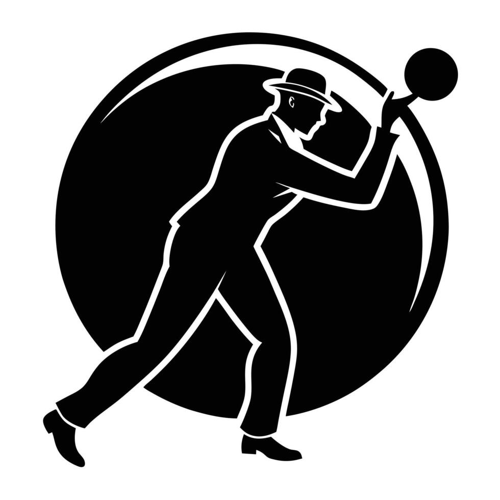 Bowler Silhouetted as They Swing Back vector