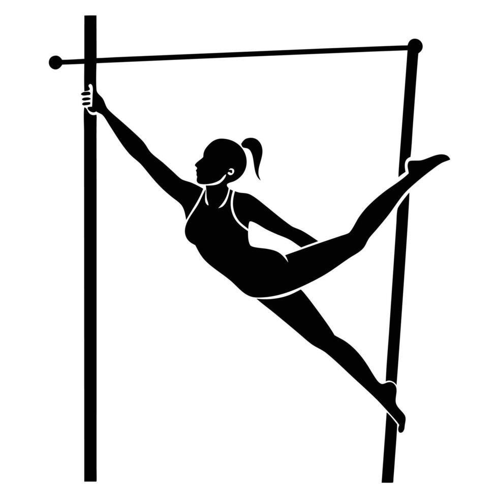 Gymnast Silhouetted Swinging on a High Bar vector