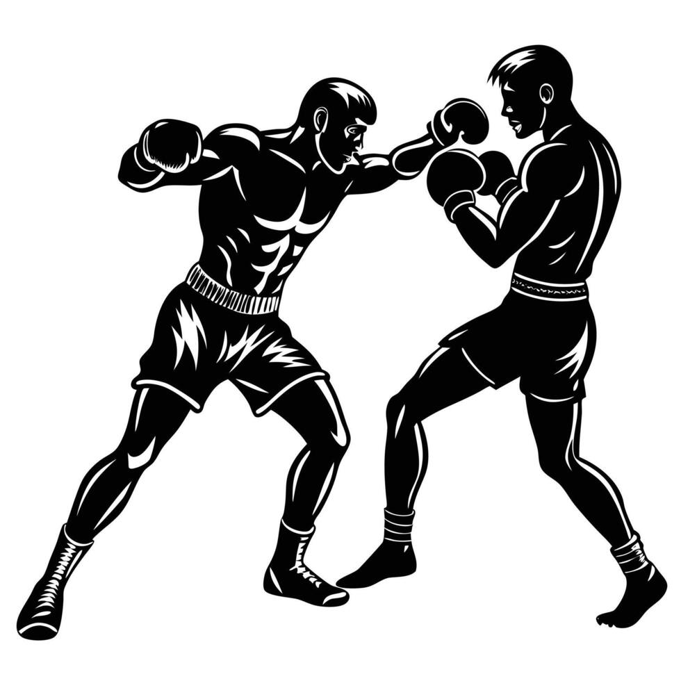 Boxer Silhouetted Defending with a Raised Guard vector