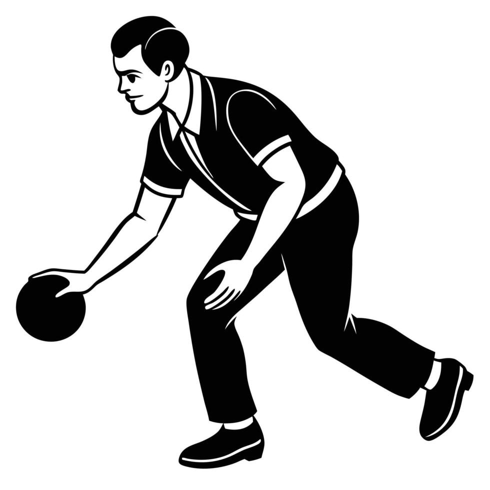 Bowler Silhouetted Getting Ready to Release the Ball vector