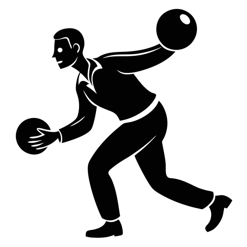 Bowler Silhouetted Releasing a Ball vector