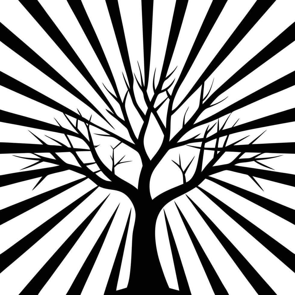 Bare Tree with Vibrant Sun Rays as Backdrop vector