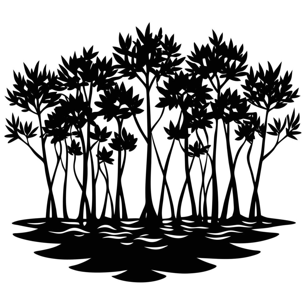 Cluster of Mangroves in Shallow Water vector