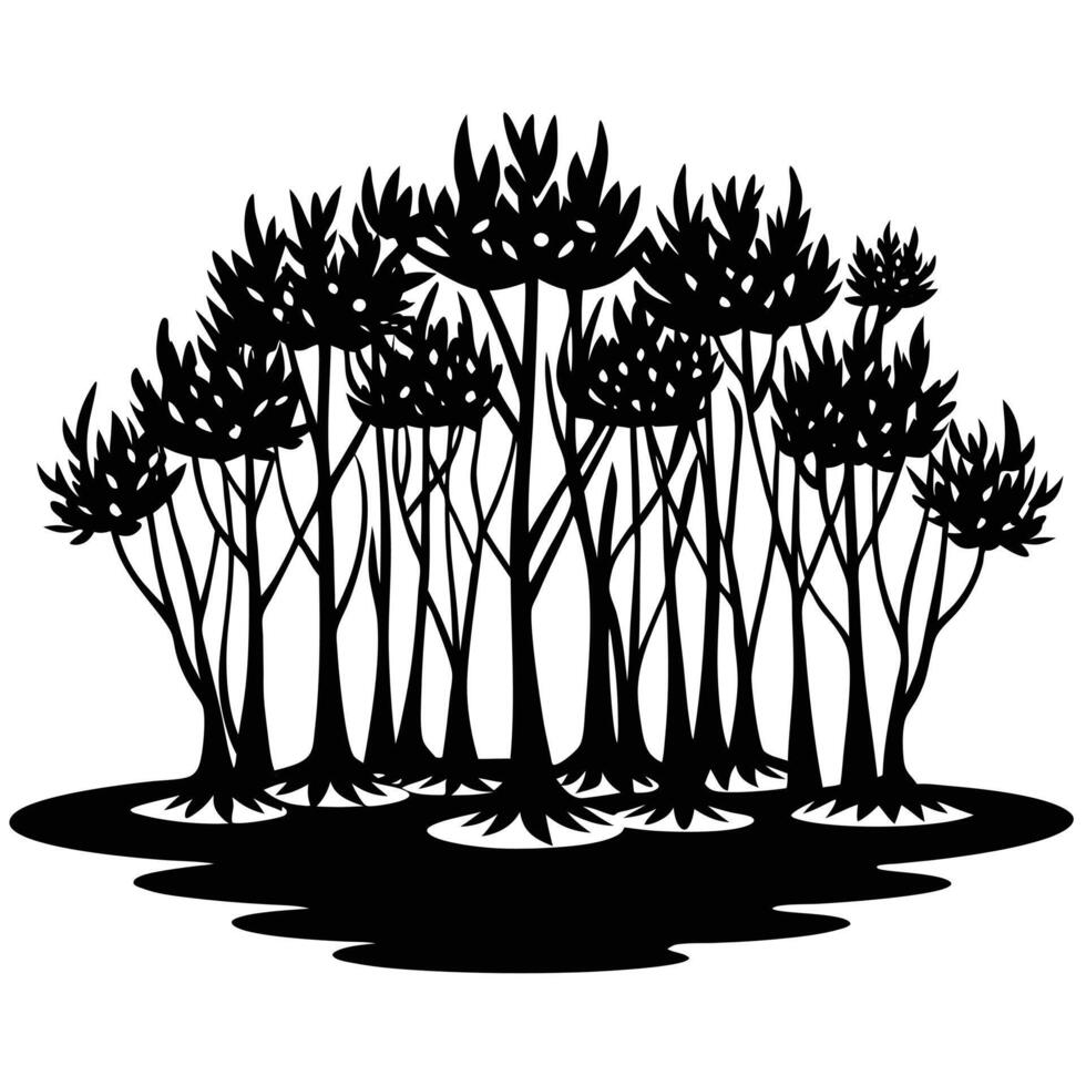 Cluster of Mangroves in Shallow Glowing Water vector