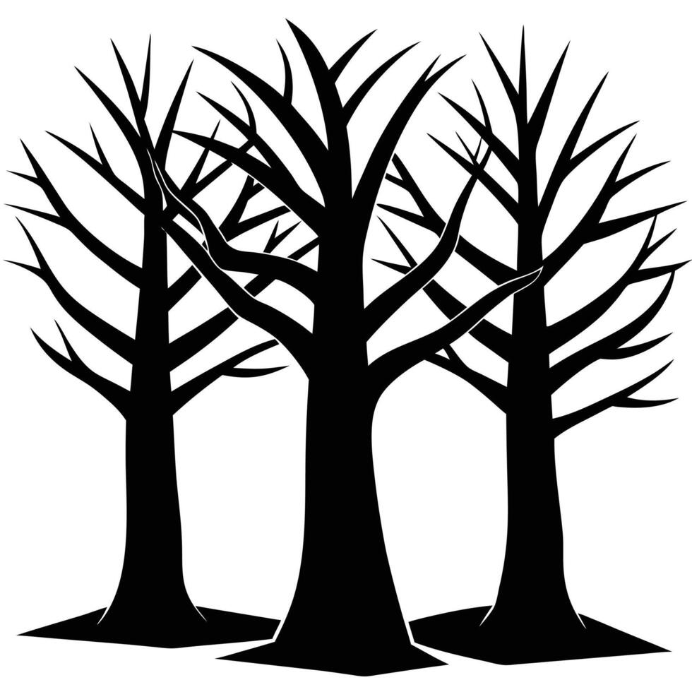 Layered Tree Trunks Casting Shadows in Sunset vector