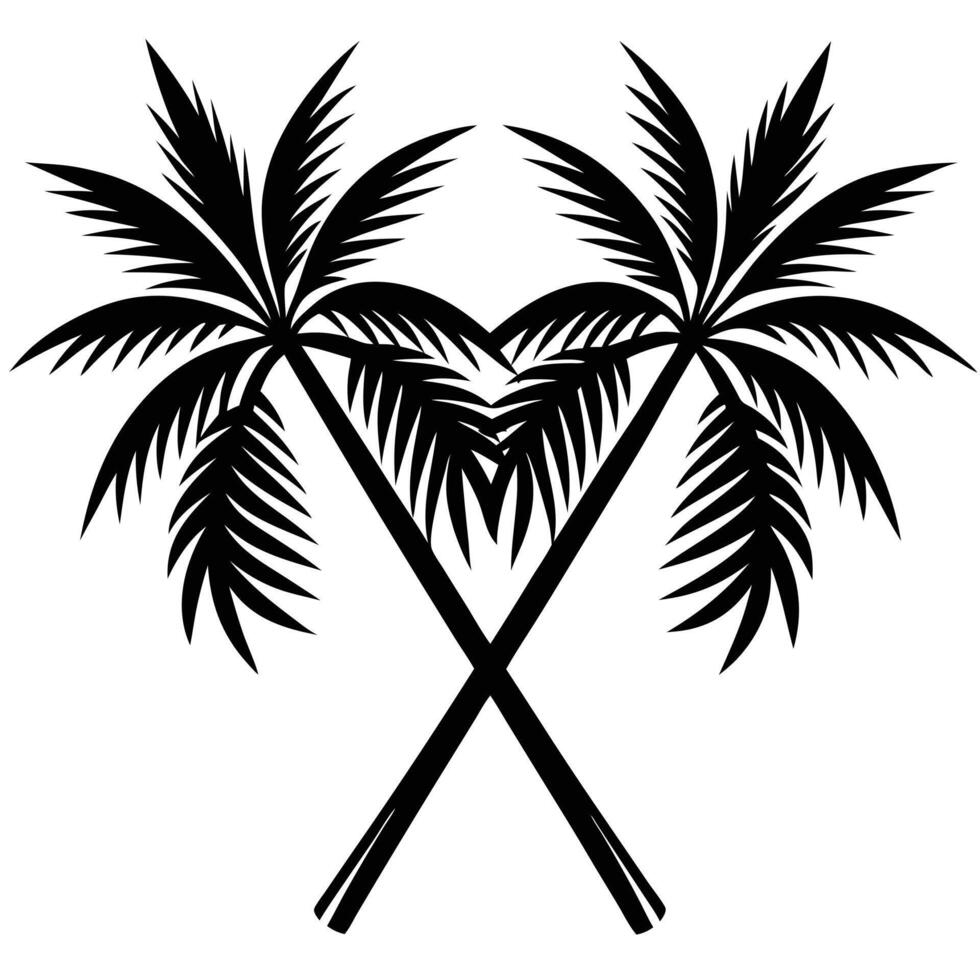 Grouped Palm Fronds with Crossed Stems vector