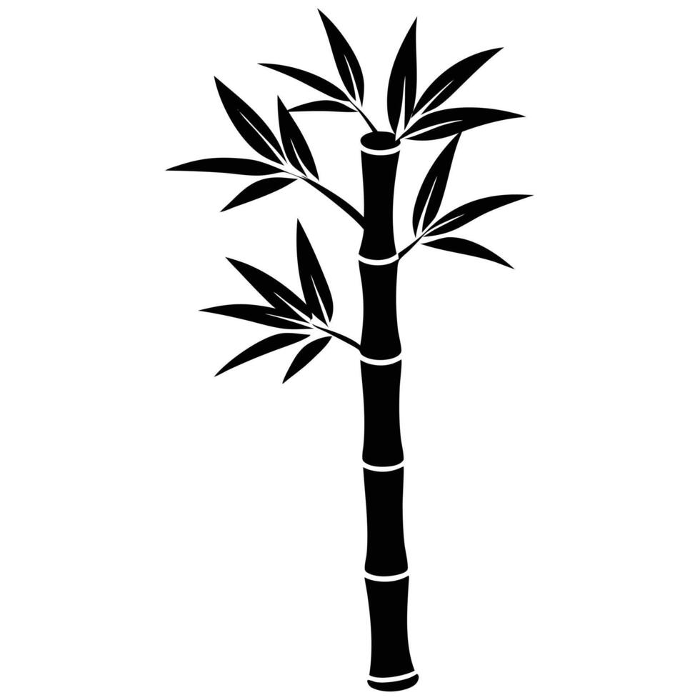 Tall Bamboo Stem Silhouetted Bending Slightly at the Top vector
