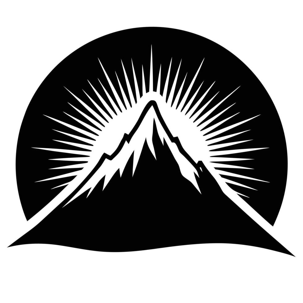 Silhouetted Snowy Peak with Glowing Sunrise vector