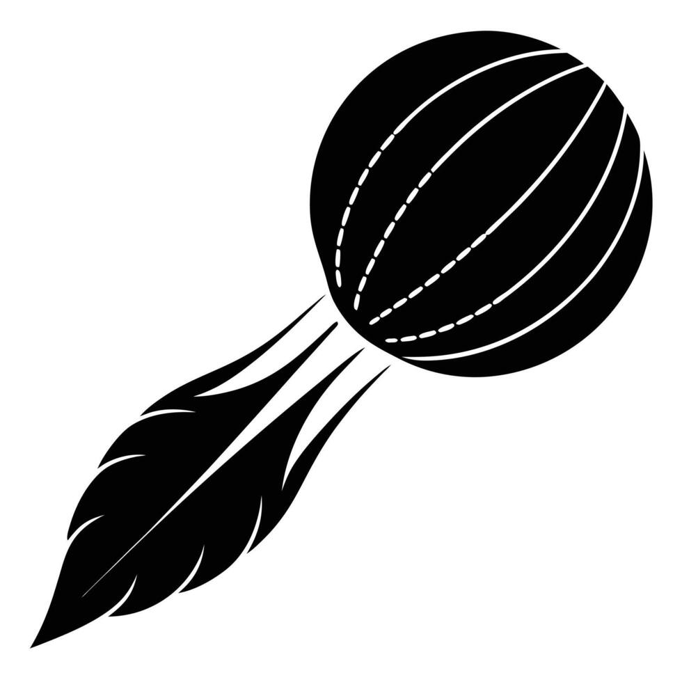 Cricket Ball Silhouetted Flying in the Air vector