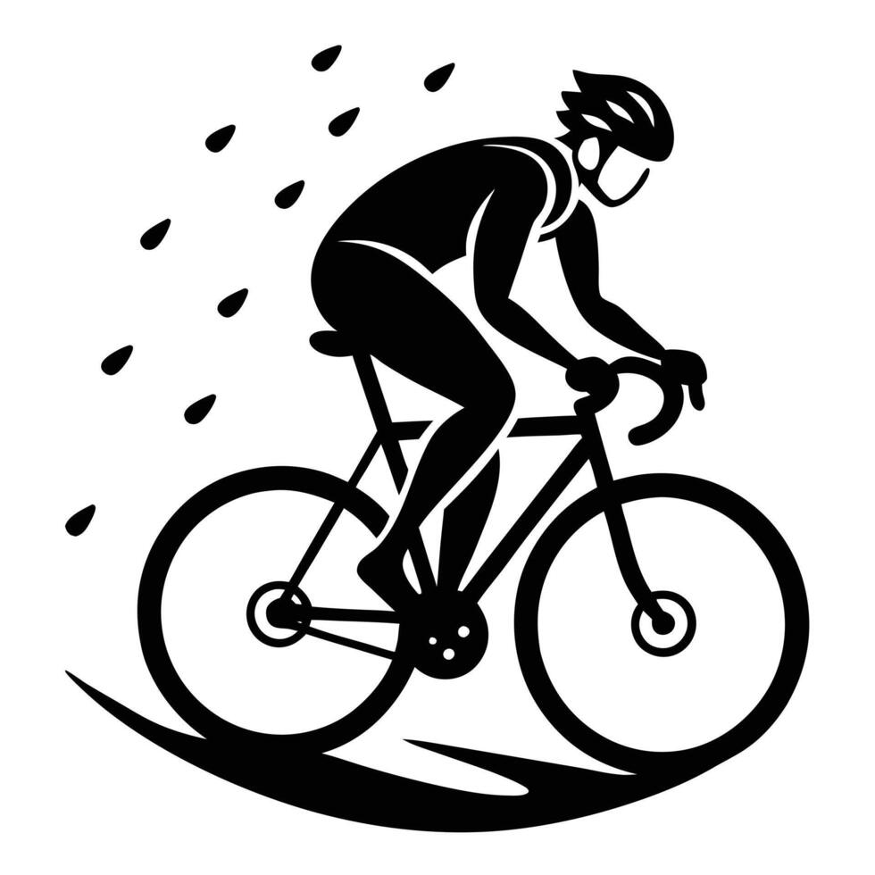 Cyclist Silhouetted in the Rain with Water Splashes vector