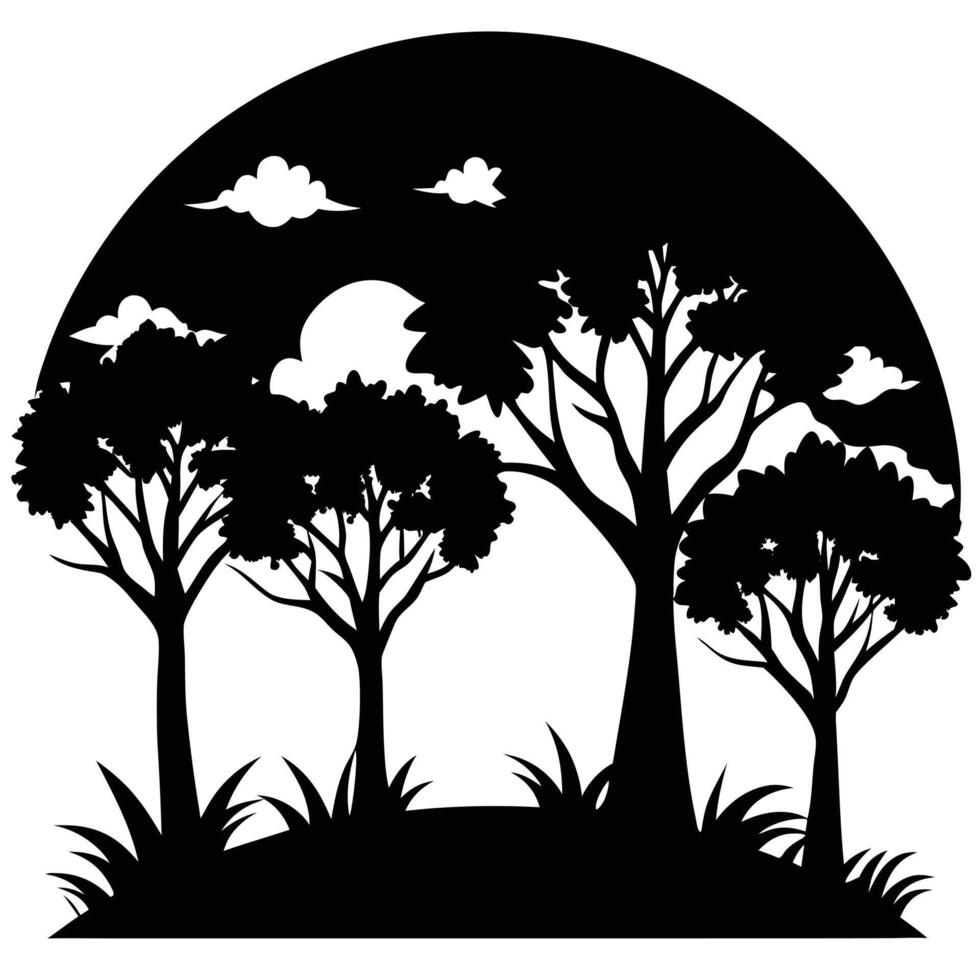 Silhouettes of Trees Against a Clear Sky vector