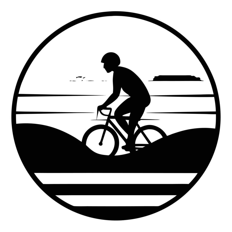 Cyclist Silhouetted Against a Vibrant Sunset vector