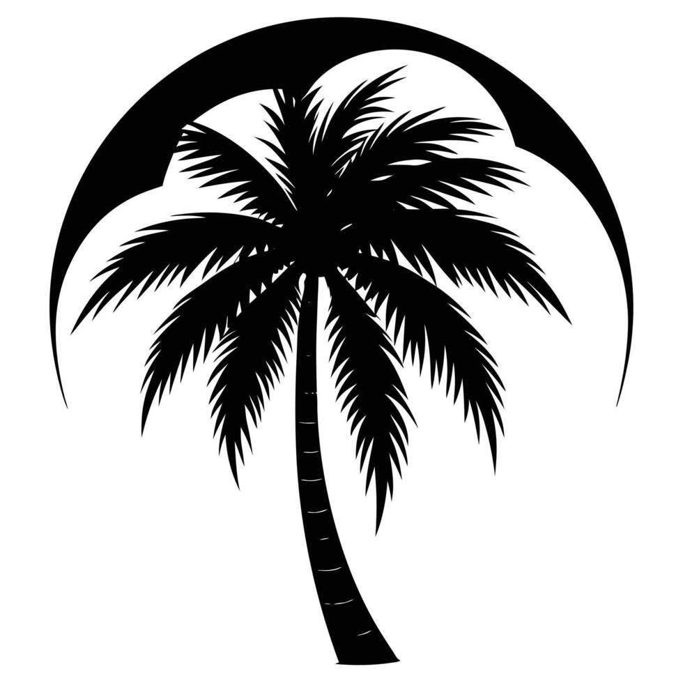 Palm Tree Silhouetted Against Gradient Sky vector
