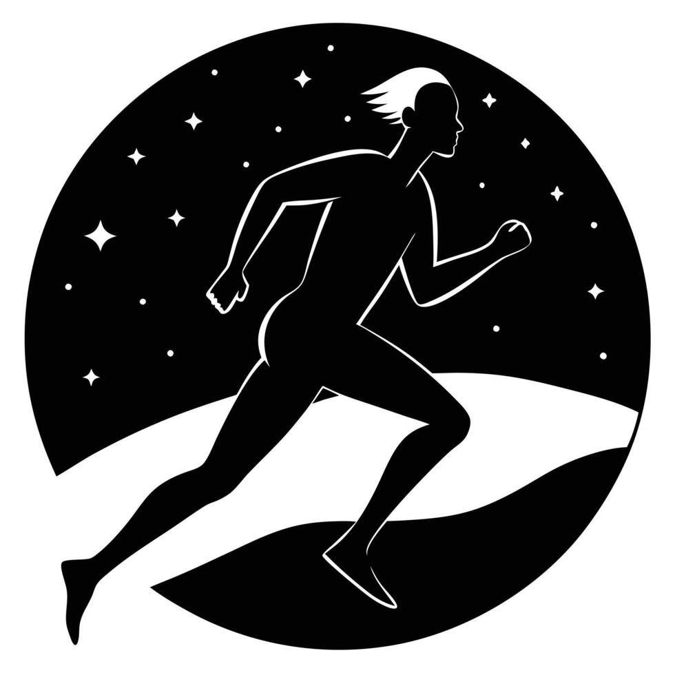 Runner Silhouetted During a Night Race vector