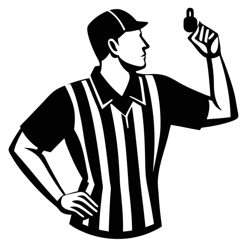Referee Silhouetted Holding a Whistle vector