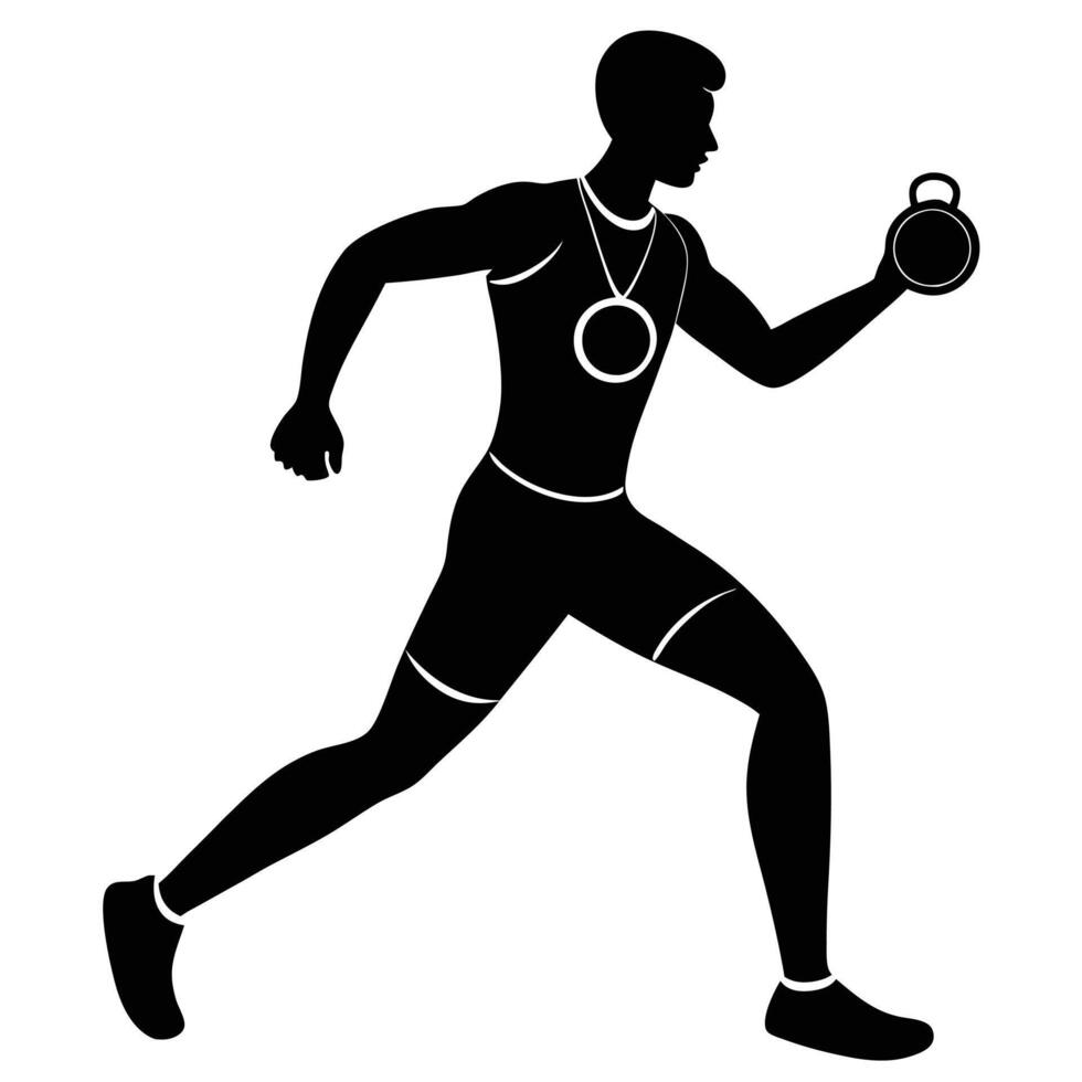Runner Silhouetted Holding a Stopwatch vector