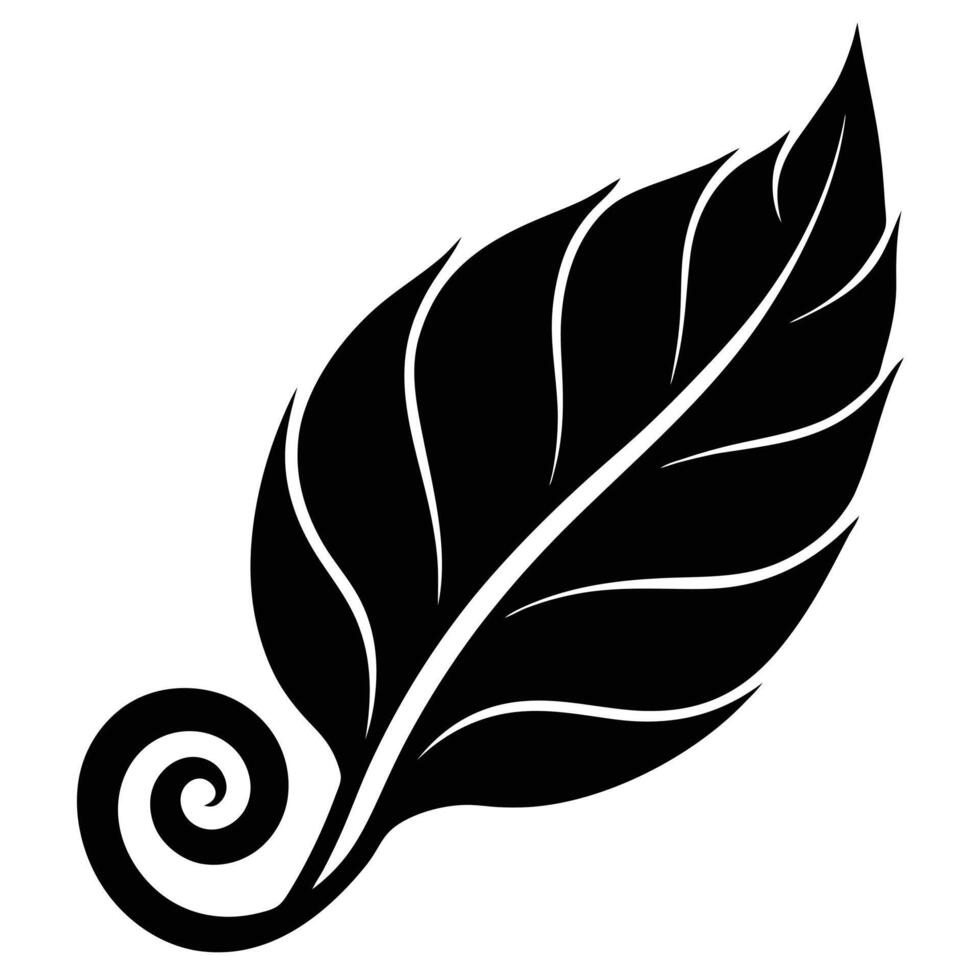 Leaf Silhouetted with Curled Edge vector