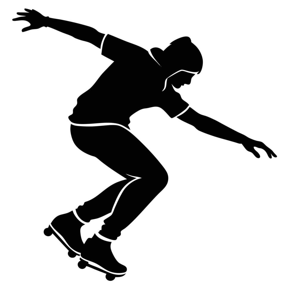 Skater Silhouetted in Motion vector