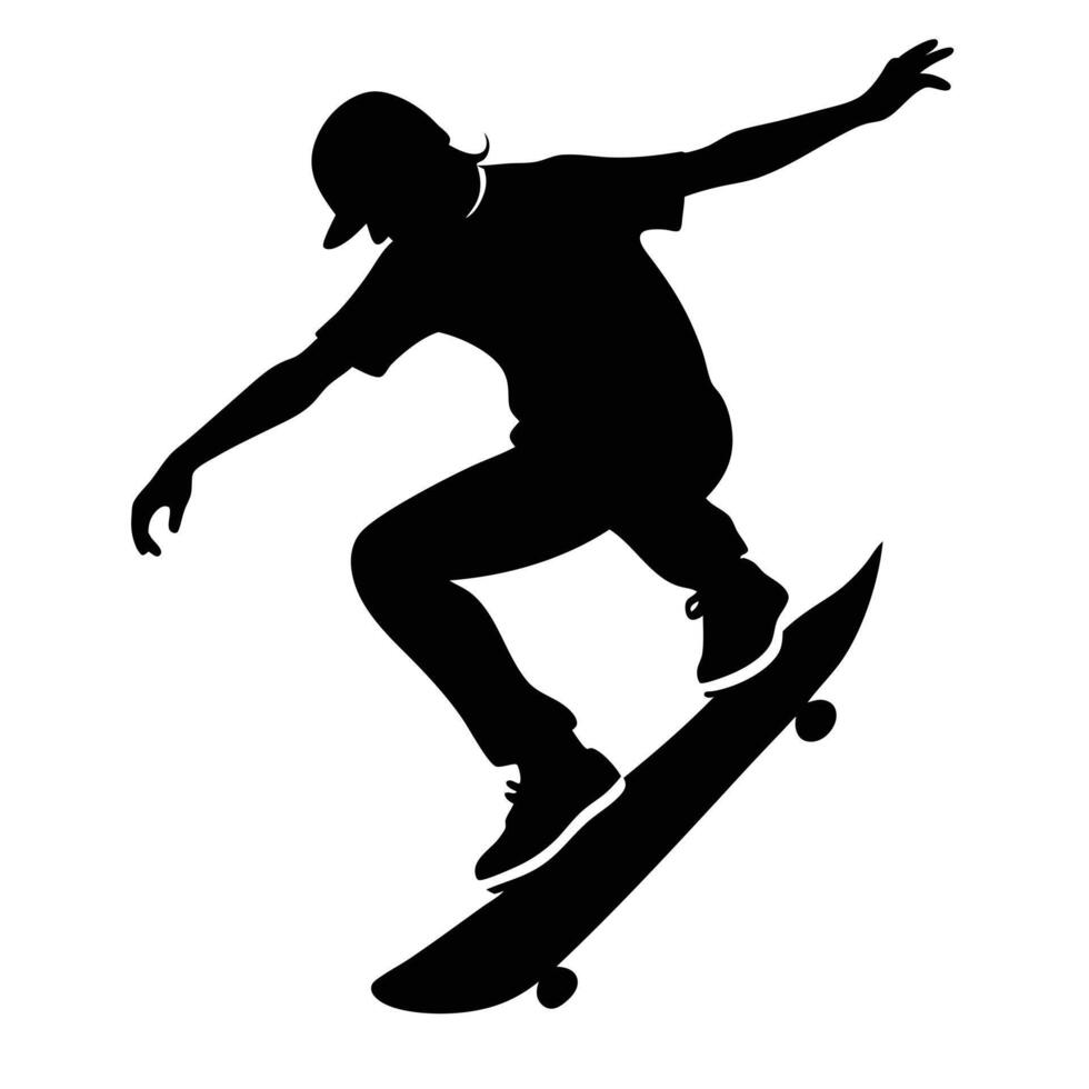 Skater Silhouetted Performing a Trick vector