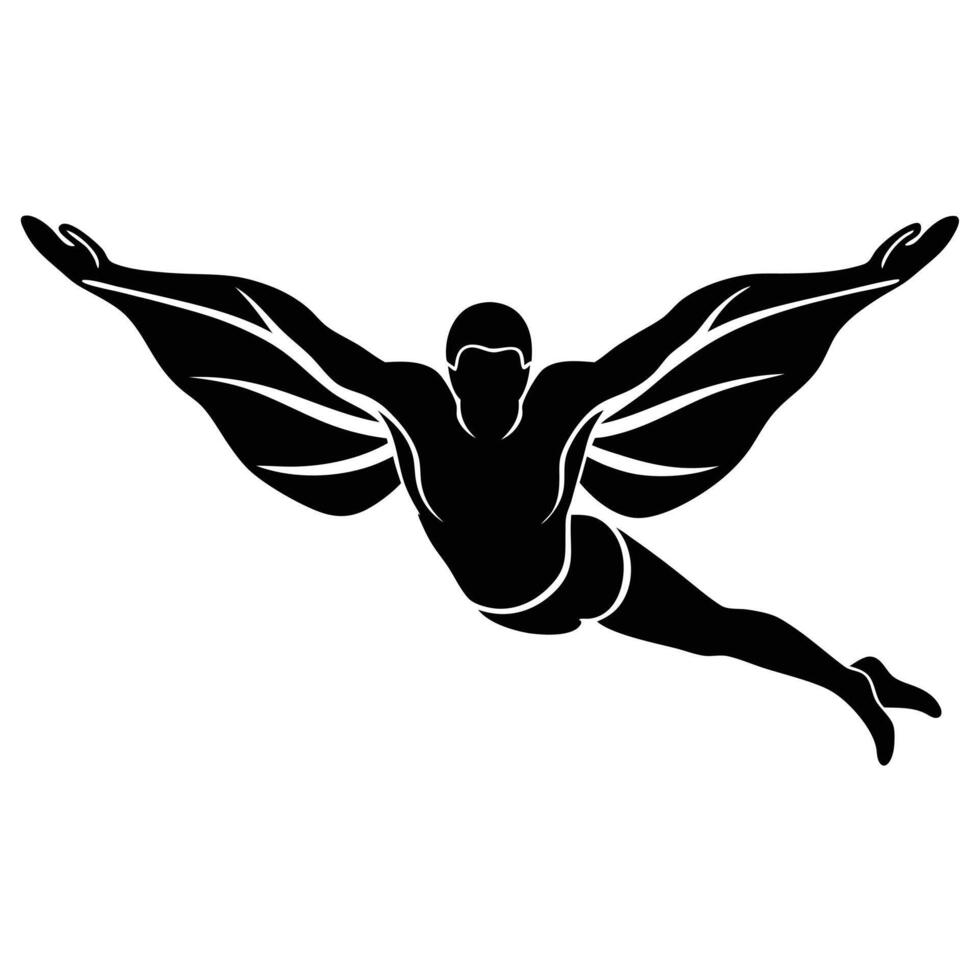 Swimmer Silhouetted Performing Butterfly Turn vector