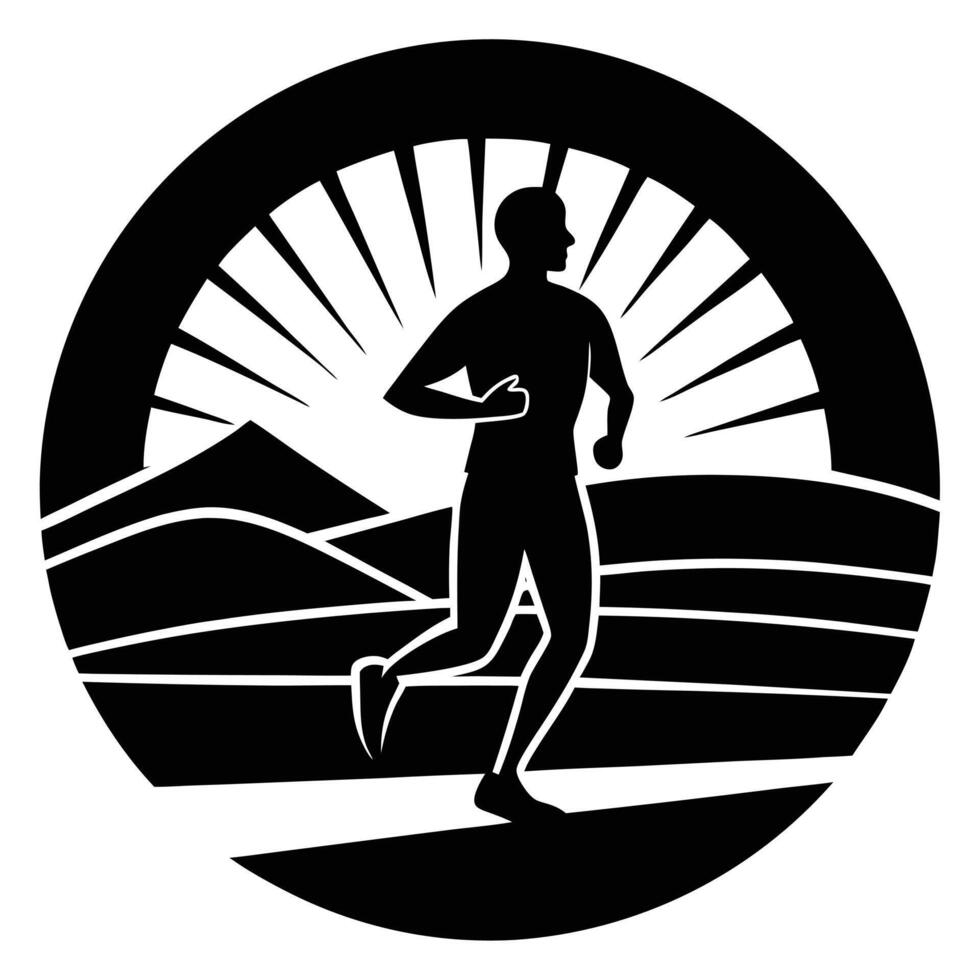 Jogger Silhouetted at Sunset vector