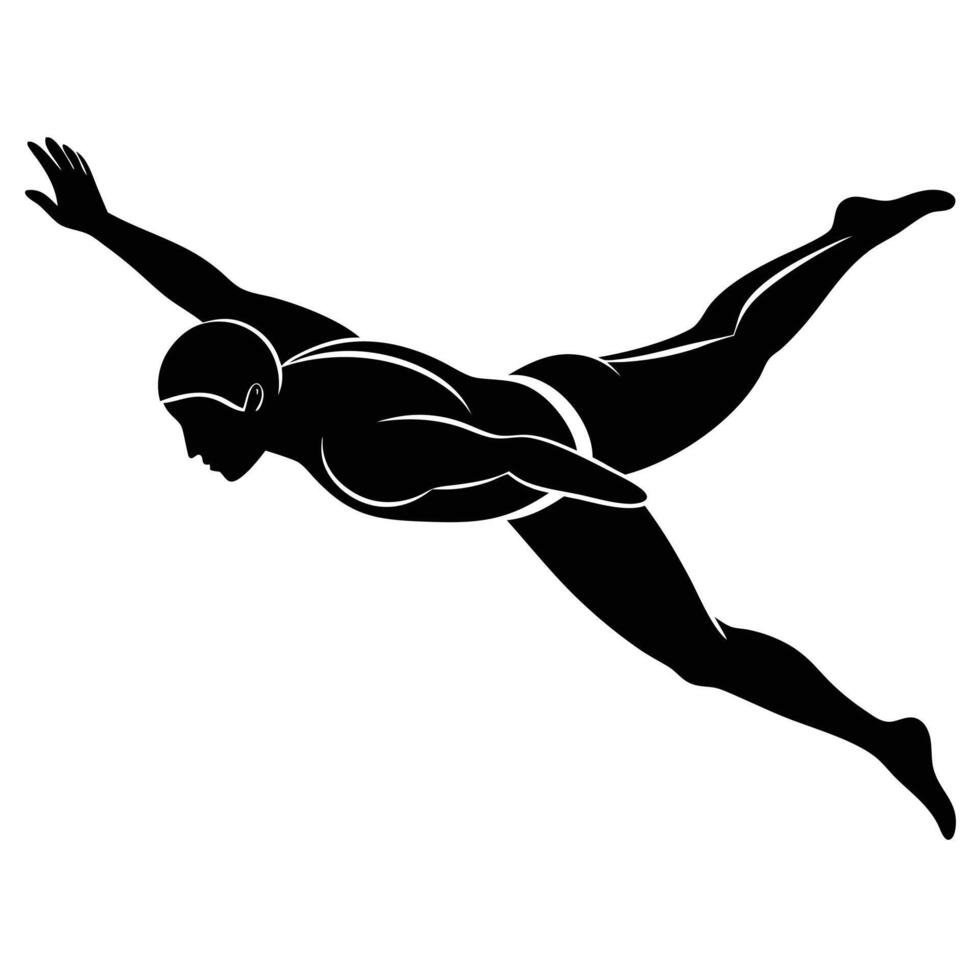 Swimmer Silhouetted in Freestyle Position vector