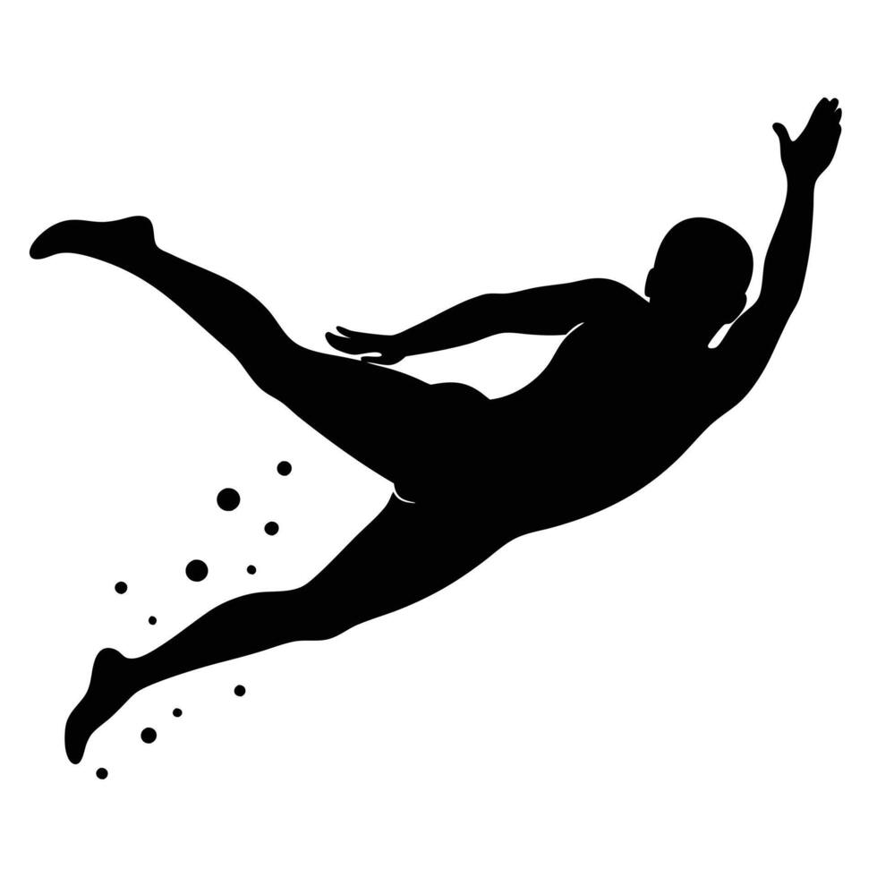 Swimmer Silhouetted Kicking Underwater vector