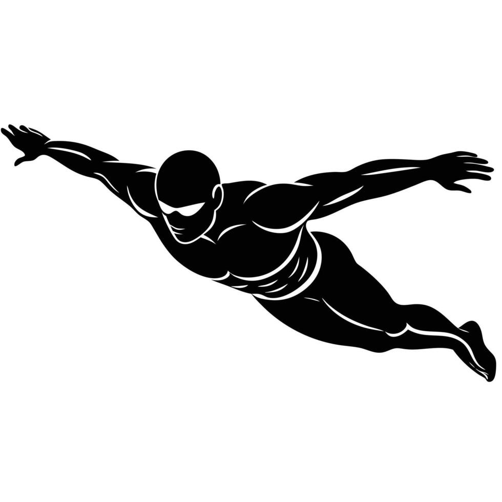 Swimmer Silhouetted with Arm Extended Forward vector