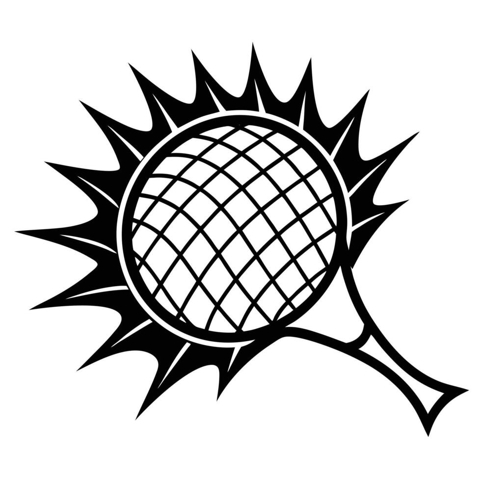 Tennis Ball Silhouetted Breaking Through the Net vector