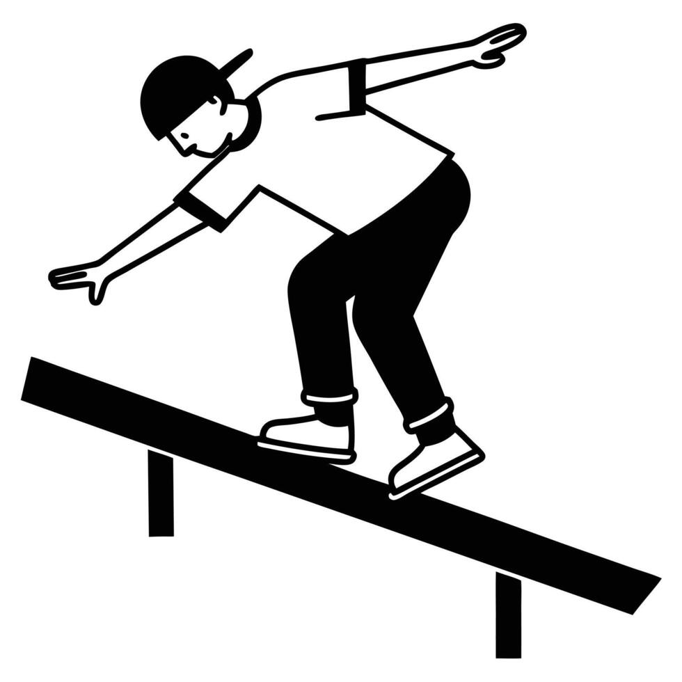 Skater Silhouetted Balancing on a Rail vector