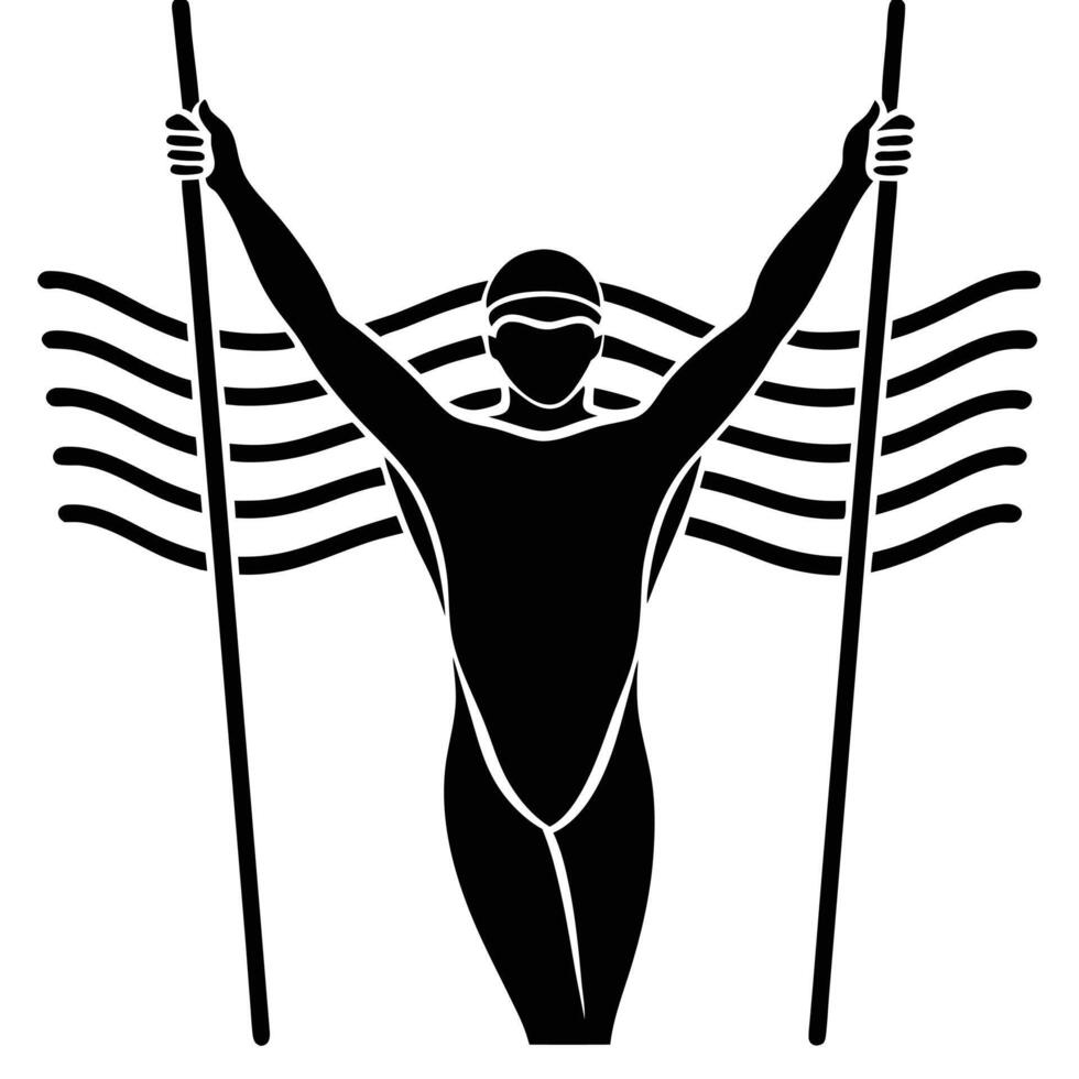 Swimmer Silhouetted Holding Lane Ropes vector