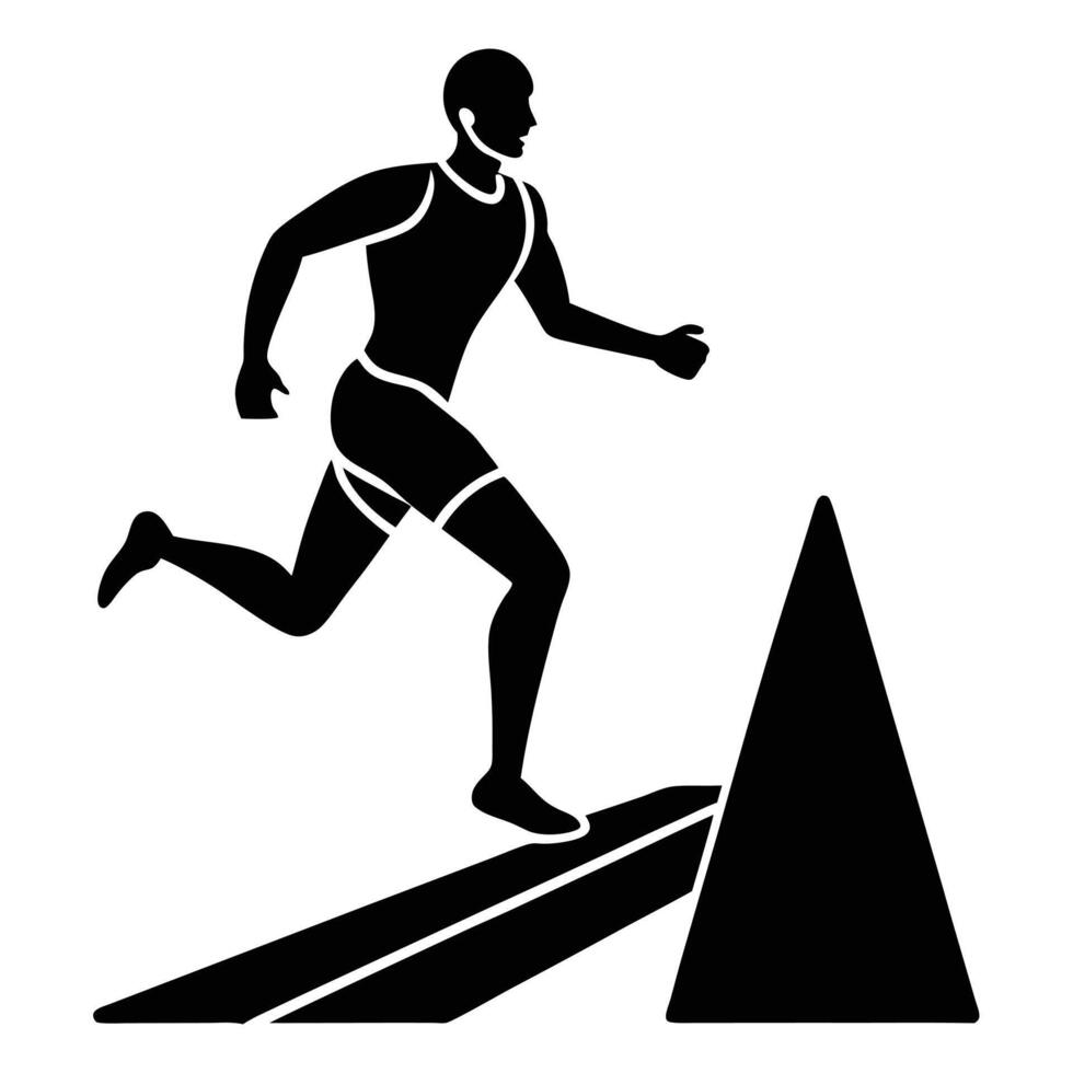 Sprinter Silhouetted Running Past Track Marker vector